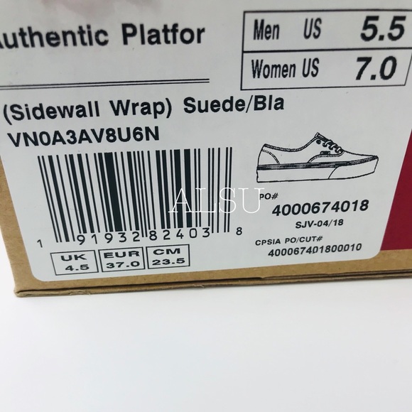 VANS Authentic Platform Sidewall Suede Black GreyW - Picture 7 of 7